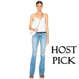 NWT RtA med  wash mid rise distressed flare jeans